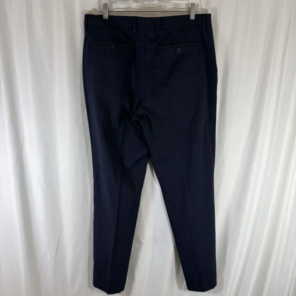 Banana Republic Standard Fit Pants Men's 34x32 Blue Plaid Flat Front Office